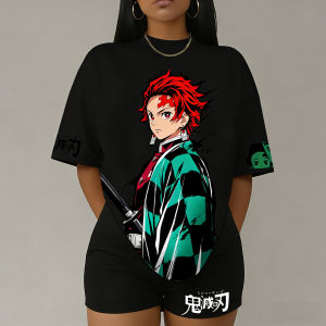 Bandai | Demon Slayer Street Trend Brand Womens Parent-Child T-Shirt High Quality Short Sleeve Spring Summer Oversized Y2k Casual Top