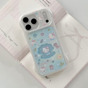 Sanrio | Luxury Cute Shell Blue Sanrio Hello Kitty Phone Case For iPhone 17 Pro Max 16 15 13 14 Pro Max Shockproof Protective Soft Cover