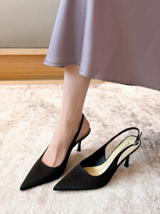 French Style Pointed Toe Skinny Heel Cross Strap Wide Fit High Heels