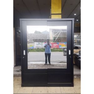 Lemari Pakaian 2 Pintu Jumbo Sliding Kayu Blokteak /trinityjayafurniture
