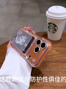 Luxury Slot Card Holder Transparent Phone Case For iPhone 14 15 16 17 Pro Max Full Lens Protection Shockproof Bumper Back Cover