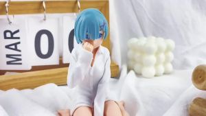 Bandai | Re:Zero Rem Anime Figure – White Shirt Ver. Kneeling Statue Collectible PVC Model Collectible Anime Merchandise