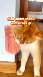 Sisir Kucing Sudut Tempel Free Catnip Self Grooming Cat - Garukan Badan kucing Brush Tool Groomer