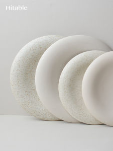 Retro Matte Ceramic Shallow Dish Creative Fruit Dish Home Use Dessert Dish Small Crowd Sweet Dish Hitable Cloud on Stage