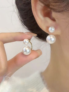 Dual-Wear Pearl Earrings 2024 New Arrival Best Selling Light Luxury Minority Fancy Earrings Temperament Wild Silver Stud Earrings