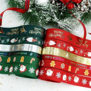5 Meters Christmas Ribbon Cartoon Grosgrain Ribbons For Gift Wrapping DIY Crafts Sewing Yule Holiday Favors Christmas Decoration