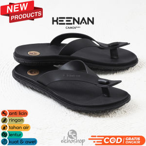Sendal Pria Dewasa Keren Viral CAMOU KEENAN CARBON Hitam Bahan Karet Anti Licin Kuat Awet Nyaman Trendy Untuk Jalan Casual Santai