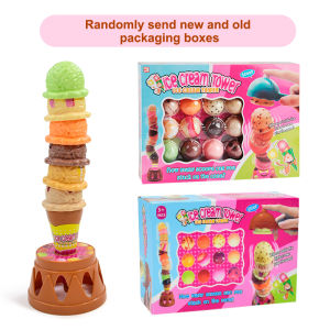 Childrens simulated food kitchen toys ice cream and ice cream stacking game. Children pretend to play with toys educational