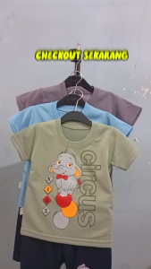 Setelan Baju bayi anak laki laki motif karakter Circus Gajah usia baby 3-15 bulan MAX BB 10 KG.
