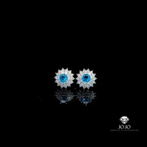 B1334 Bông tai nữ đính đá màu phong thủy sáng lấp lánh JOJO Women Hoa Tai