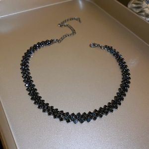 Luxury Shiny Full Rhinestone Choker Necklace for Women Personalized Geometric Crystal Necklaces Wedding Jewelry Party Gifts K0