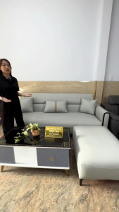 Sofa 2m2 Da Cao Cấp – Kèm Đôn 80x60cm Thiết Kế Hiện Đại Cho Phòng Khách Bảo Hành 1 Năm