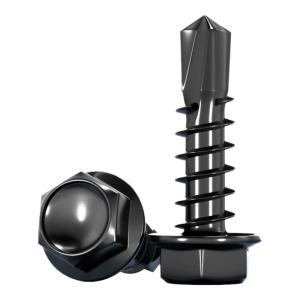 TIANZHUOJINSHU | Black Stainless Steel Drill Screws Hex Head Self Tapping Screw 4.2mm/4.8mm/5mm