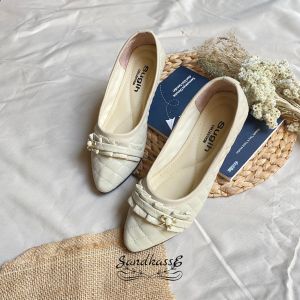 Flatshoes ALEESYA Wanita - Sepatu Sandal Balet Wanita Pita Kerut Sol Karet NonSlip