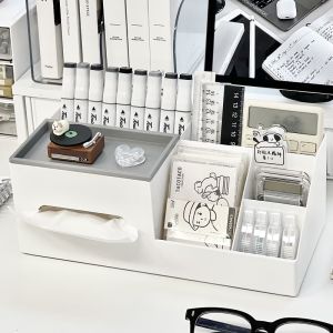 Desktop Multifunctional Pen Holder Storage Box Living Room Coffee Table Bedside Tissue Box Paper Extraction Box Ins Style Office Pen Holder