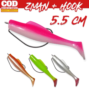 Softlure Zman 6cm Dengan Mata Kail Pancing Wormhook Untuk Memancing Gabus Toman Casting Gabus Toman