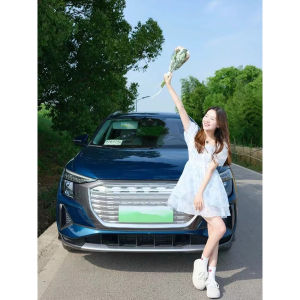 French Sweet Blue Floral Puff Sleeve Dress Womens Summer Small Waist-Tight Fairy Dress Figure Flattering Short Skirt