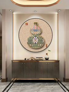 New Chinese Style Lucky Gourd round Wall Art Decorative Painting for Entrance Hallway Corridor Good Meaning Restaurant Wall Picture