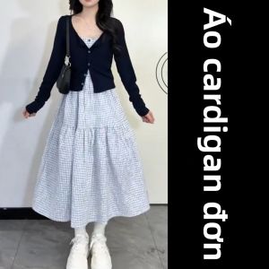 LIRENQING | Bộ Đồ Hai Mảnh Kiểu Dây Có Họa Tiết Caro Xanh Pháp