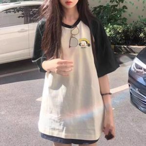 SUSHOUWANGE | Cotton Drop-shoulder Short-sleeve Tee