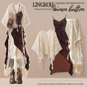 NUMEN BUTTON | Bộ Đầm Voan Phong Cách Bohemian Kích Cỡ Lớn