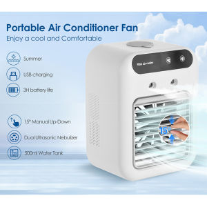 2024 New Multifunctional Cooling Fan USB Rechargeable Portable Air Conditioner 500ml Household Silent Fan Humidifier Air Cooler