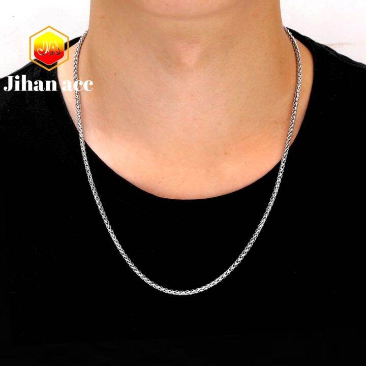 Kalung Rantai Titanium Pria Wanita Silver Original 316l Model Rante