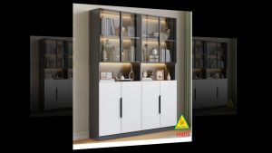 TỦ TRANG TRÍ PHÒNG KHÁCH BẰNG GỖ MDF CÁNH KÍNH TTK314 - NỘI THẤT LẮP RÁP VIENDONGADV