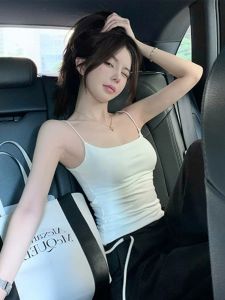 Summer 2025 Womens Integrated Vest Top with Chest Pad for Outerwear Sleeveless Short Shirt White Strapless Inner Wear