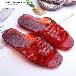 Vintage Crystal Flat Bottom Slippers Home Wear Anti-Slip Soft Bottom Sandals Womens Summer Bathing Slippers Comfortable EVA
