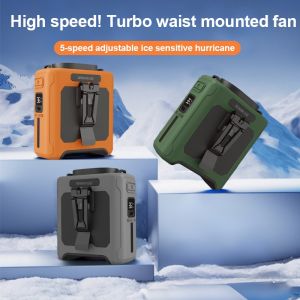 10000mAh Portable Waist Fan Outdoor Hanging Neck Fan Strong Wind with Power Bank LED Lighting for Sports Cook Outdoor Working