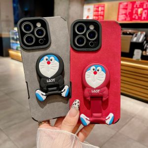 [Nóng] Doraemon Đế giữ gập da cao cấp + Vỏ điện thoại TPU cho iPhone 11 12 13 14 15 16 Series