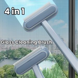 4 In 1 Window Screen Cleaner Brush Double-Sided Use With Cleaning Brush Glass Cleaner Wipper