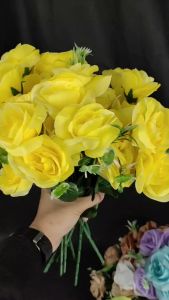 HARGA 1 PCS BUNGA MAWAR PLASTIK TANGKAI 5 MURAH ARTIFICIAL - ROSE JEPANG DEKORASI