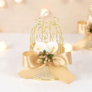 1Pc Mini Metal Gold Bird Cage Candy Boxes Wedding Favors Gift Box for Guests Birthday Party Baby Shower Souvenir Decor Supplies