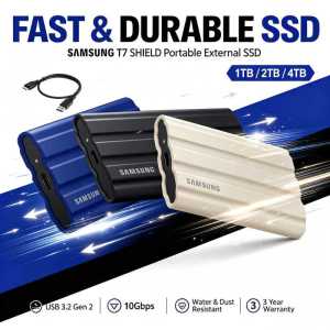 Samsung T7 Shield Portable External SSD USB 3.2 Gen2 Up to 1050MB/s Rugged Solid State Drive Compatible with  Tablet Laptop
