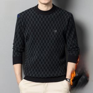 ROMON | Áo len dệt kim dày ấm áp cổ tròn thường ngày cho nam mùa thu đông mới về áo lót bên trong ôm vừa vặn