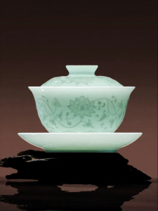 JINGDEZHEN | High-end Celadon Carving Lotus Branch Tea Cup Set Gift Box
