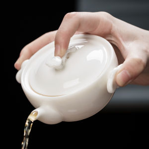 ชุดชากระดานน้ำมันหยกขนาดเล็ก ฝาปิด ถ้วยชา ฟิลเตอร์ ใช้ในบ้าน ชามาเฟียสีขาว ชุดชาฮกเกี้ยว ช้อนชา จิ๋ว จีน