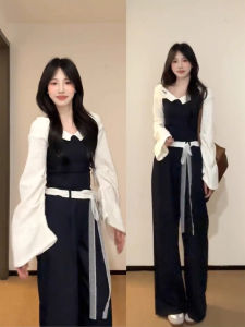 XUECAIQI | Design Sensation Small-Batch One-Shoulder Shirt and Wide Leg Pants Set
