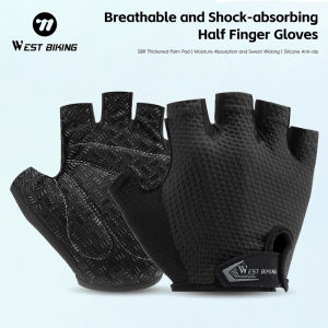 West Biking | WEST BIKING Cycling Half Finger Gloves Nylon Anti-Sweat Adjustable Open Finger Bicycle Gloves Shockproof Breathable Bike Gloves
