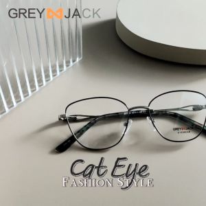 Grey Jack Frame Kacamata Bahan TR+Metal Model Cat Eye Ringan Fashion Wanita Bisa Minus Antiradiasi 204