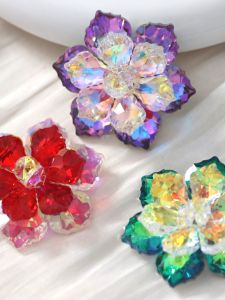 Hoa Thủy Tinh Thủ Công Lớn Màu Sắc Sáng Bóng Trang Trí Túi Xách Giày Dép Phụ Kiện DIY Cho Đồ Thủ Công Gia Đình