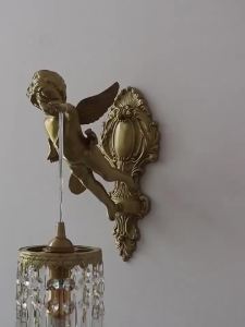 French All-Copper Angel Wall Lamp Light Luxury R Living Room Bedroom Aisle Background Wall Lamp Creative Bedside Crystal Lighting BDPC