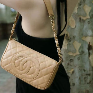 Small Fragrance Style Retro Lychee Pattern Mahjong Underarm Bag Single Shoulder Handbag Womens Bag Medium Size Leather Handbag