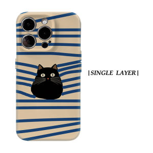 Aurea Case Matte Bumper For Magsafe Case For iPhone 18 17 16 15 14 Plus 13 Pro Max Shockproof Hard PC Peeking Black Cat Cover