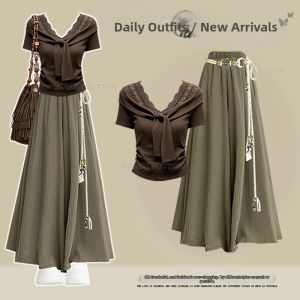 NUMEN BUTTON | Large Size Elegant Lace Summer Outfit