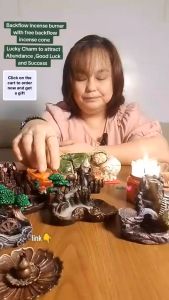 Backflow Incense Burner Indoor Incense Retro Backflow Burner Sandalwood Burner Home Decorat+10pcs Incense conse