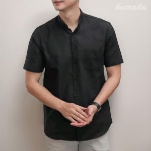 Kemeja Polos Hitam Lengan Pendek Terlaris Fashionable Bahan Cotton Premium