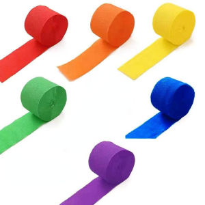 6Pcs Vibrant Pastel Paper Ribbon Rolls Soft Colors Elegant Crepe Paper Streamers for Birthday Wedding Party Decor Crafting Celeb